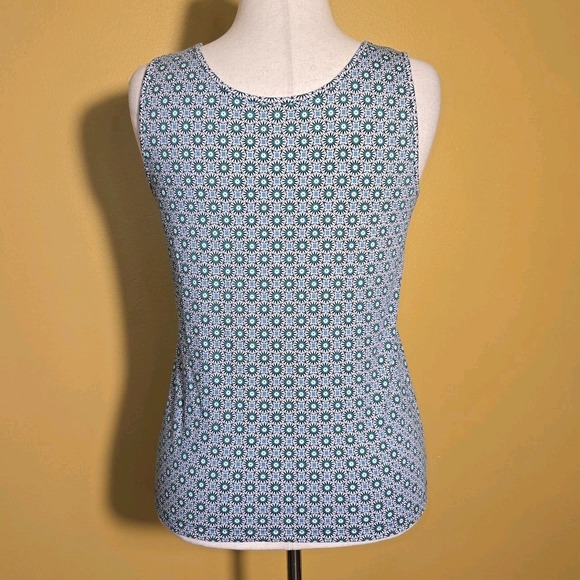 Lands End Green, Blue, White Geometric Print Tank Top Size M‎ 10-12 Sleeveless - Picture 3 of 7